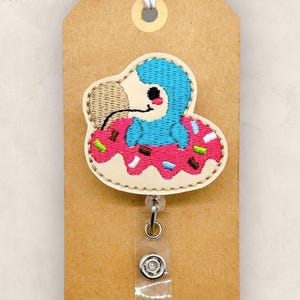 Dodo Donut Pool Float Badge Reel, Summer Badge Reel, Funny Bird, Nurse Badge Clip, Teacher Lanyard, Coworker Gift, Retractable ID Holder