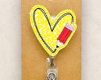 Pencil Badge Reel, Teacher Lanyard, Student Teacher Gift, Teacher ID Holder, Teacher Appreciation, Retractable Badge Holder, Badge Pull