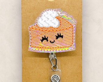 Pumpkin Pie Badge Reel, Thanksgiving Badge Holder, Nurse Badge Clip, Teacher Lanyard, Fall Badge Buddy, Coworker Gift, Retractable ID Holder