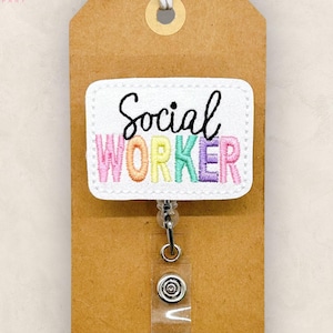 Social Worker Badge Reel, Social Worker ID Badge Holder, Retractable ID Badge Holder, Name Badge, Social Worker Lanyard, Social Worker Gift Bild 1