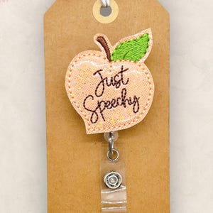 Just Speechy Badge Reel, Speech Pathologist Badge Reel, SLP Assistant Badge Clip, Lanyard, Retractable ID Holder, Badge Buddy, Coworker Gift
