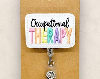 Occupational Therapy Badge Reel, OT Badge Clip, Therapy Assistant Name Tag, Student Lanyard, Coworker Gift, Retractable ID Holder | GLITTER