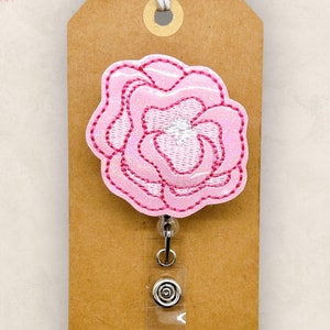 Pink Peony Badge Reel, Flower Badge Reel, Nurse Badge Clip, Teacher Lanyard, Coworker Gift, Badge Buddy, Name Tag, Retractable ID Holder