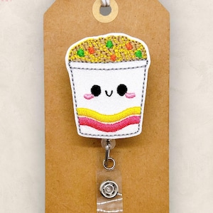 Noodle Cup Badge Reel, Ramen Badge Reel, Soup Name Tag, Nurse Badge Clip, Teacher Lanyard, Coworker Gift, Retractable ID Holder | GLITTER