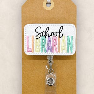 School Librarian Badge Reel, Library Badge Holder, School Lanyard, Administrator, Retractable Badge Clip, Badge Buddy, Coworker Gift