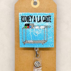 Kidney A La Carte Badge Reel, Dialysis Badge Reel, Nephrology Badge Clip, Hospital Lanyard, Coworker Gift, Retractable ID Holder | GLITTER