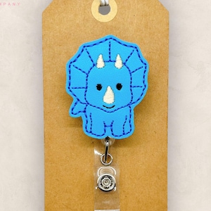 Blue Dino Badge Reel, Triceratops Badge Reel, Dinosaur Badge Reel, Nurse Badge Clip, Teacher Lanyard, Coworker Gift, Retractable ID Holder