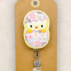 Hatching Chick Badge Reel, Floral Easter Egg Badge Reel, Nurse Badge Clip, Teacher Lanyard, Coworker Gift, Name Tag, Retractable ID Holder