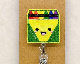 Box of Crayons Badge Reel, Crayon Badge Reel, School Badge Reel, Nurse Badge Reel, Teacher Lanyard, Retractable Badge Holder, Teacher Gift