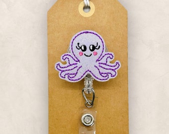 Purple Octopus Badge Reel, Nurse Badge Reel, Pediatric Nurse Badge Reel, Summer Badge Reel, Animal Badge Reel, Retractable ID Badge Holder