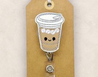 Iced Coffee Badge Reel, Cold Brew Coffee Badge Reel, Nurse Badge Reel, Teacher Lanyard, Retractable ID Badge Holder, Coffee Lover Badge Reel