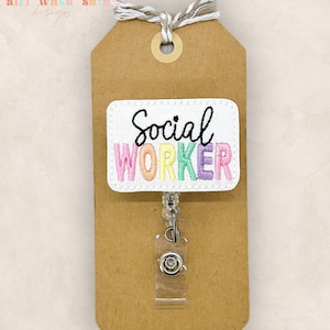 Social Worker Badge Reel, Social Worker ID Badge Holder, Retractable ID Badge Holder, Name Badge, Social Worker Lanyard, Social Worker Gift