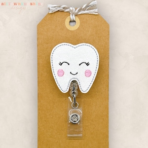 Cute Tooth Badge Reel, Dental Hygienist Badge Reel, Dental Hygiene Badge Reel, Dentist Badge Reel, Retractable ID Badge Holder, Badge Buddy