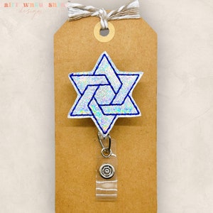 Star of David Badge Reel, Hanukkah Badge Reel, Jewish Badge Clip, Nurse Badge Holder, Teacher Lanyard, Coworker Gift, Retractable ID Holder