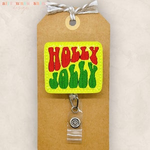 Holly Jolly Badge Reel, Retro Christmas Badge Reel, Nurse Badge Clip, Teacher Lanyard, Retractable ID Holder, Badge Buddy, Coworker Gift