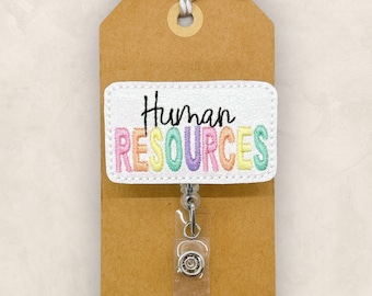 Human Resources Badge Reel, HR Badge Holder, Employee Relations Badge, Lanyard, Retractable ID Holder, Badge Buddy, Coworker Gift | GLITTER