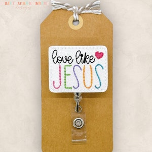 Love Like Jesus Badge Reel, Christian Badge Clip, Nurse Badge Reel, Teacher Lanyard, Coworker Gift, Retractable ID Badge Holder | GLITTER