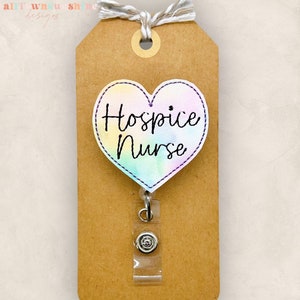 Hospice Nurse Badge Reel, Nurse Badge Reel, Retractable ID Badge Holder, Coworker Gift, Badge Buddy, Name Pull, Badge Reel Topper