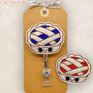 Blueberry Pie Badge Reel, Apple Pie Badge, Dessert Name Tag, Nurse Badge Clip, Teacher Lanyard, Coworker Gift, Retractable ID Holder