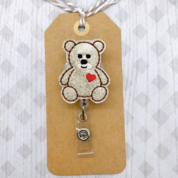 Teddy Bear Badge Reel, Nurse Badge Holder, Pediatric Nurse Badge Reel, Bear Badge Buddy, Teacher Lanyard, Retractable ID Badge Holder