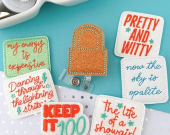 Pretty and Witty Retractable Badge Reel Collection: Music ID Holder, Topper, Coworker Gift, Name Tag, Lanyard, MRI Safe, Heavy-Duty Options