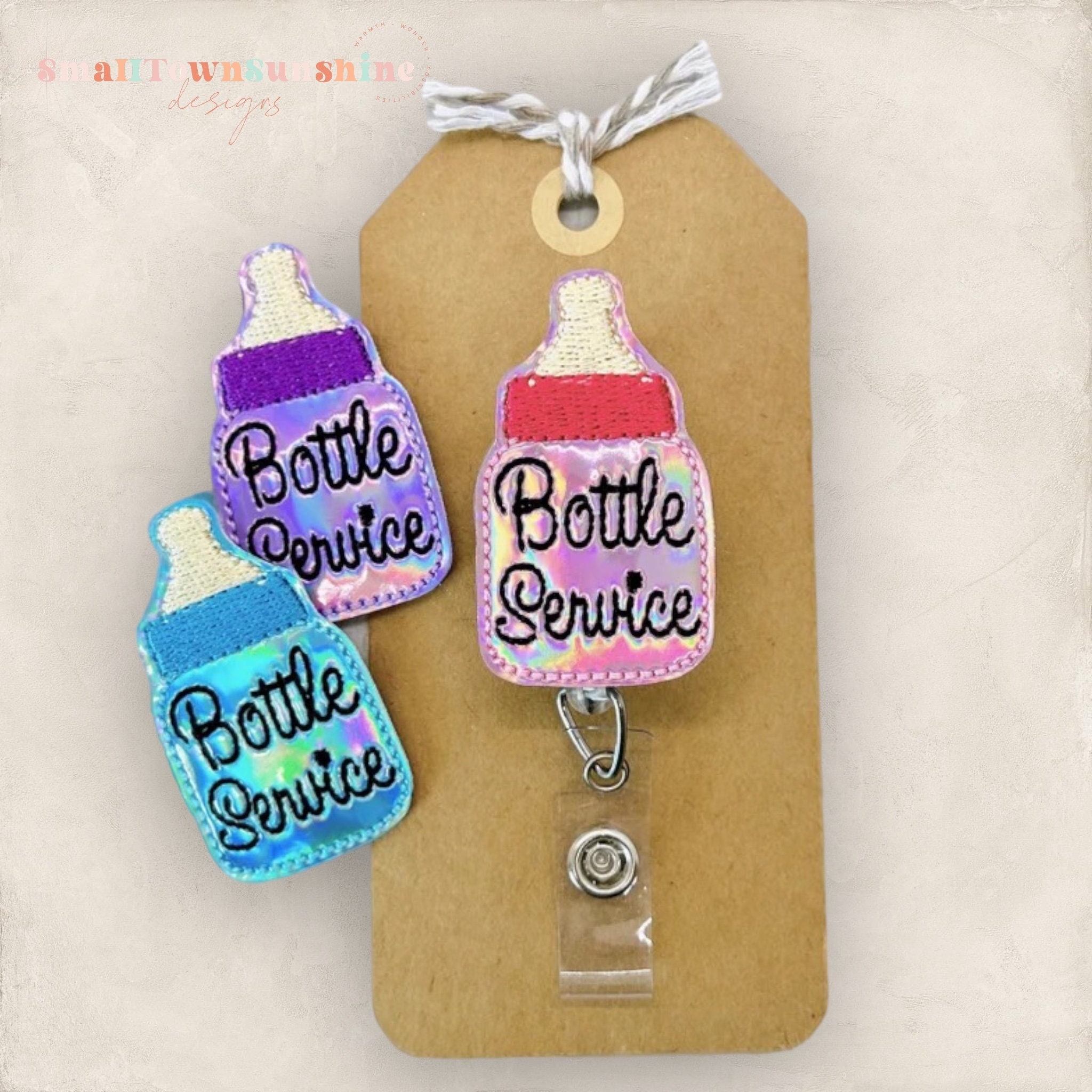 Bottle Service Badge Reel, Colored Baby Bottle Badge Reel, Nurse