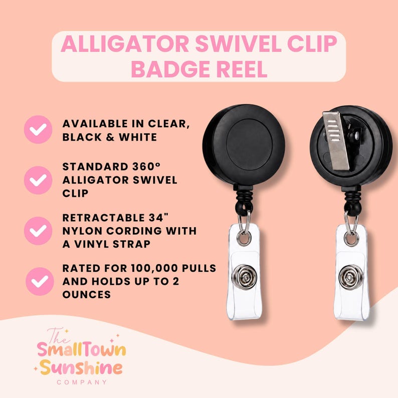 Alligator Swivel Clip Badge Reel