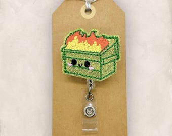 Porta credenciales retráctil con diseño de incendio en un contenedor de basura, clip para credenciales "Todo está bien", porta credenciales retráctil para enfermeras, cordón para maestros, regalo para compañeros de trabajo, porta credenciales retráctil