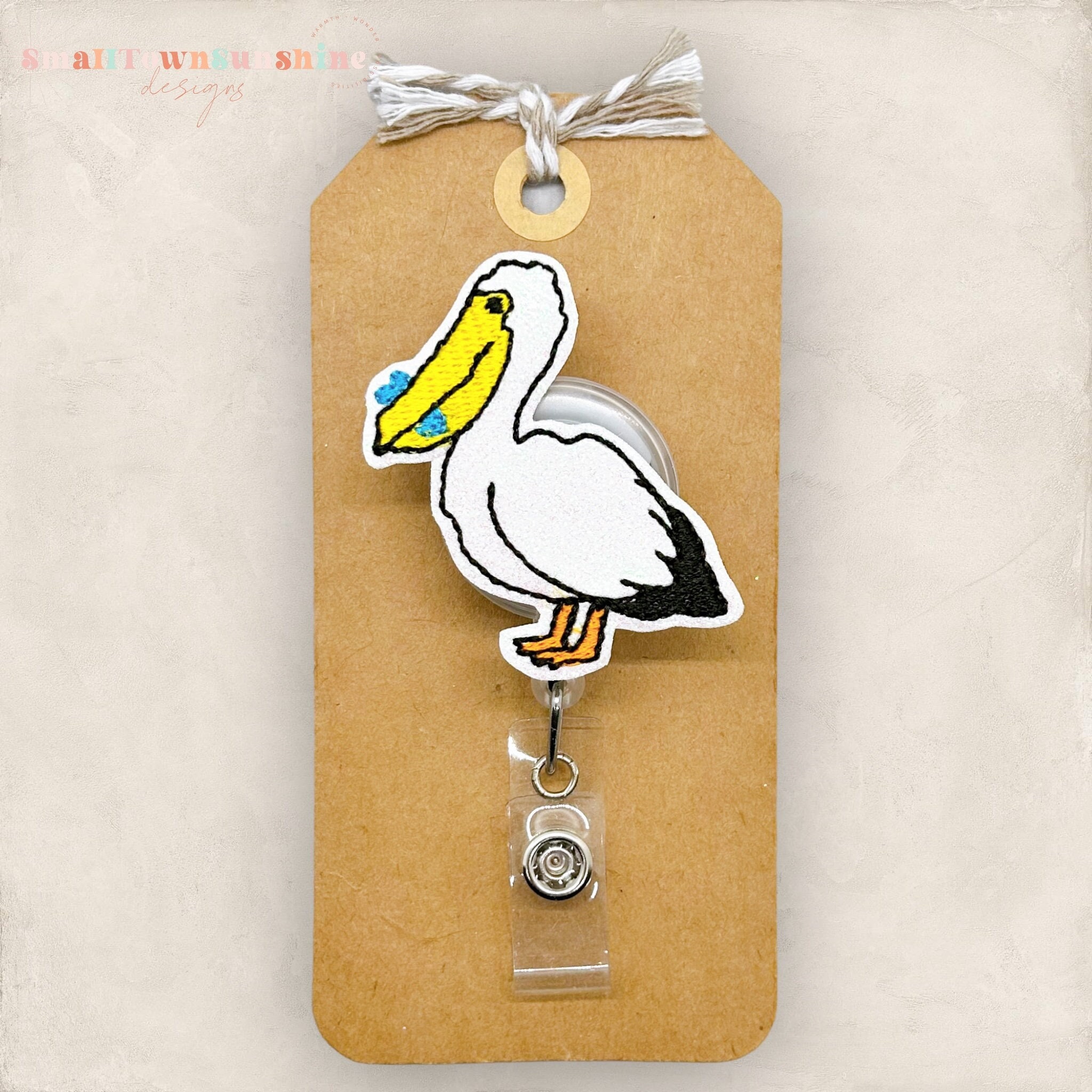 Pelican Badge Reel, Nurse Badge Reel, Summer Bird Badge Reel, Animal Badge Reel, Coworker Gift, Badge Buddy, Retractable ID Holder | Glitter