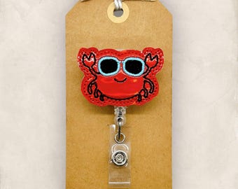 Cool Crab Badge Reel, Beach Badge Reel, Summer Badge Reel, Nurse Badge Holder, Teacher Lanyard, Retractable ID Badge Holder, Badge Buddy