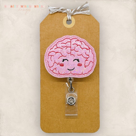 Happy Brain Badge Reel, Neurologist Badge Reel, Brain Badge Clip