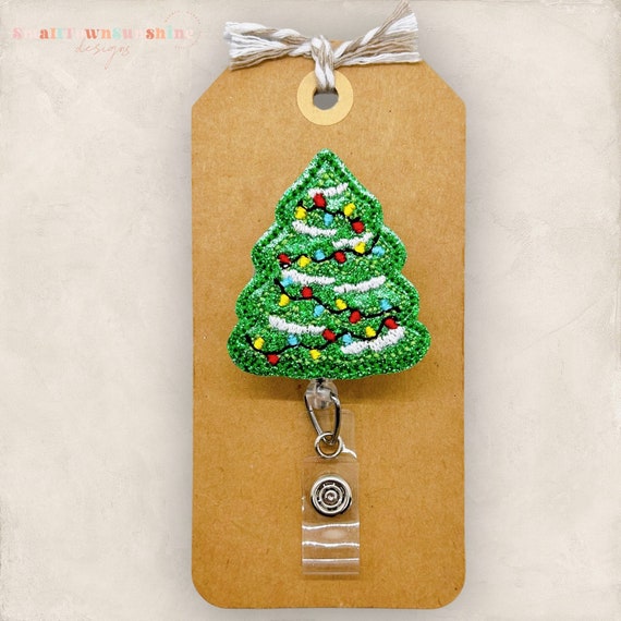 Christmas Tree Badge Reel, Tree With Lights Badge Holder, Nurse