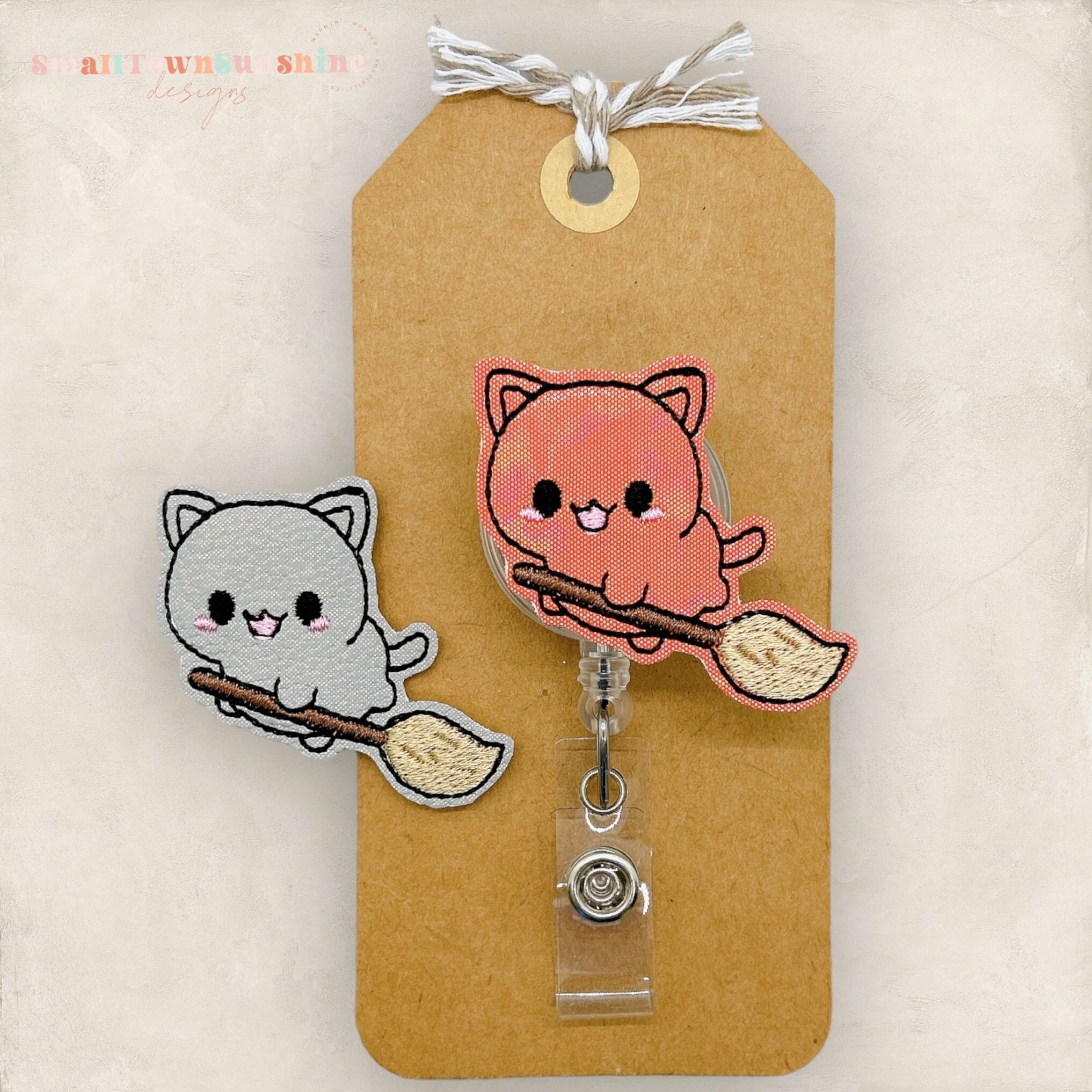 Ghost Cat ID Badge Holder With Lanyard Spooky Bat Badge