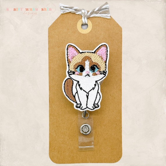 Snowshoe Cat Badge Reel, Kitty Badge Reel, Nurse Badge Clip