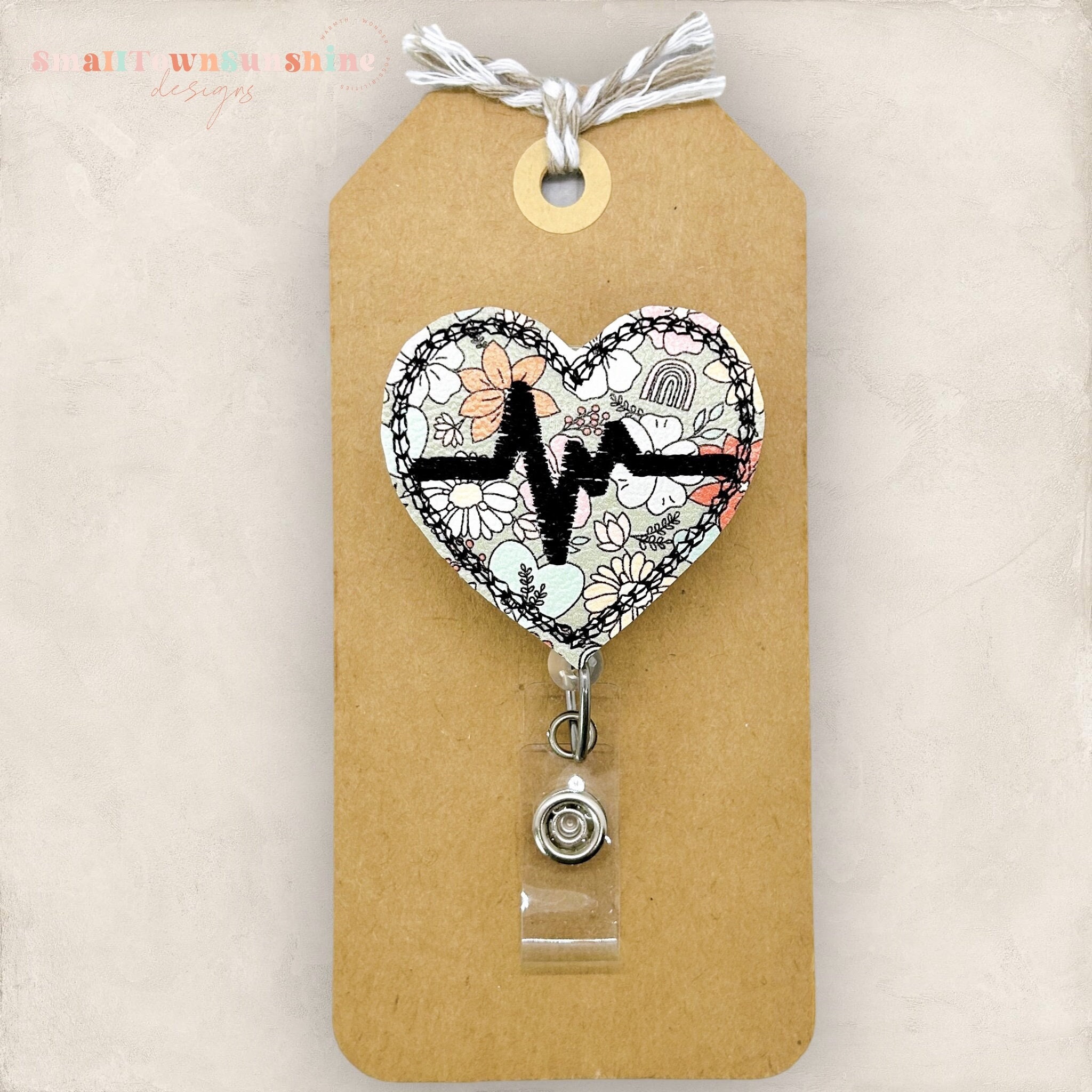 Heart Shaped EKG Themed Badge Reel with Swivel Spring Clip (2120-76XX)