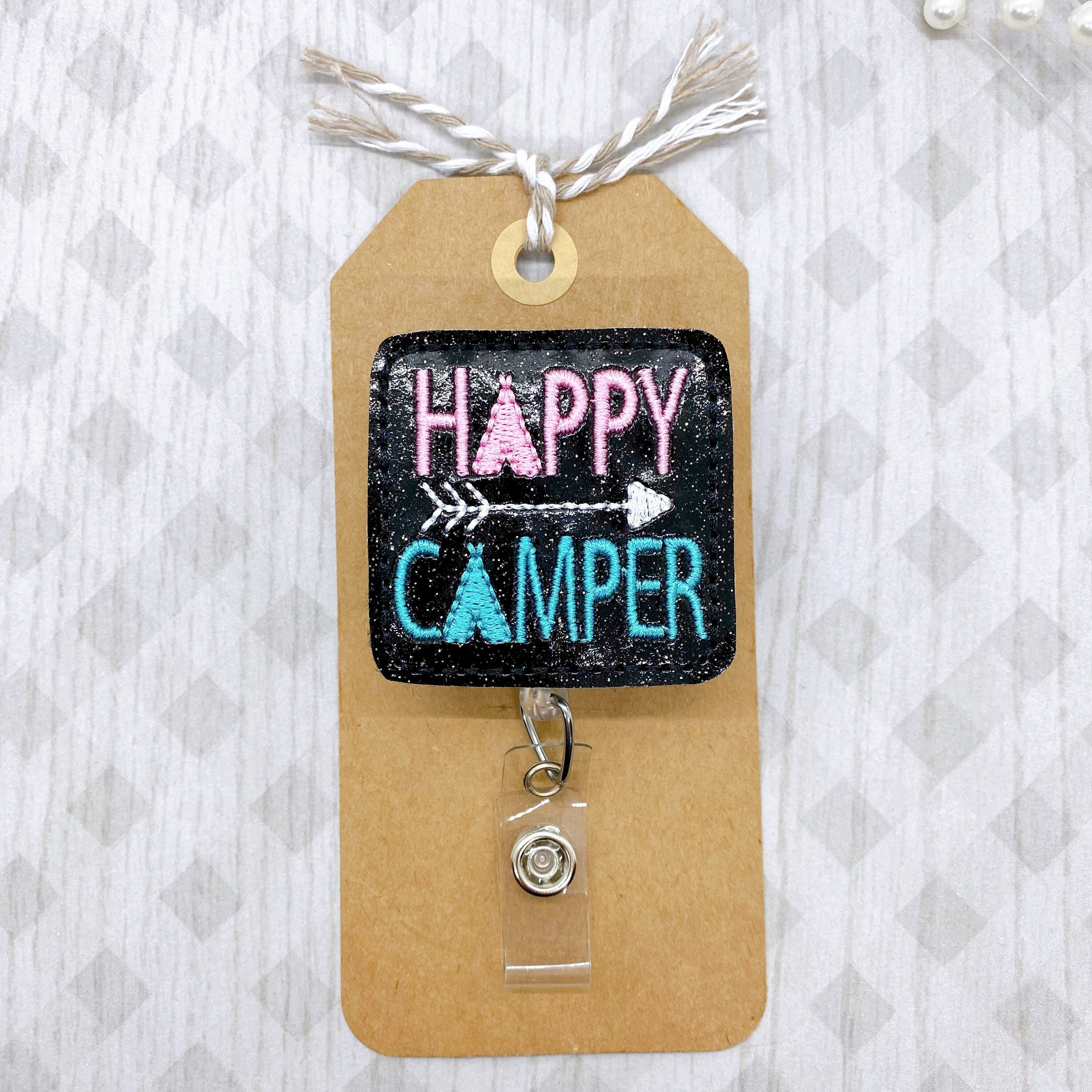 Happy Camper Badge Reel, Camper Badge Reel, Happy Badge Holder, Camping  Badge Clip, Nurse Badge Reel, Teacher Lanyard, Retractable ID Clip 