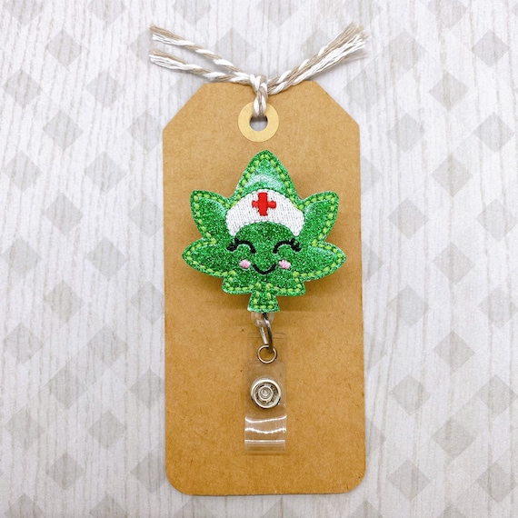Medical Marijuana Badge Reel, Medical Plant Badge Reel, Cannabis Leaf ID  Holder, Nursing Badge Reel, Dispensary Lanyard, Retractable Badge 