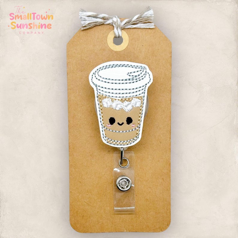 Iced Coffee Badge Reel, Cold Brew Coffee Badge Reel, Nurse Badge Reel, Teacher Lanyard, Retractable ID Badge Holder, Coffee Lover Badge Reel image 1