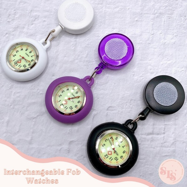 Fob Watch Base, Interchangeable Fob Watch, Retractable Fob Watch for Nurses, Nurse Gift, Watch for Med Student, Clip on Nurse Watch