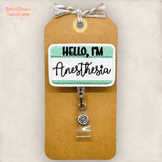 Hello I’m Anesthesia Badge Reel, Anesthesiologist Badge Reel, Nurse Badge Clip, Medical Lanyard, Retractable ID Badge Holder, Badge Buddy
