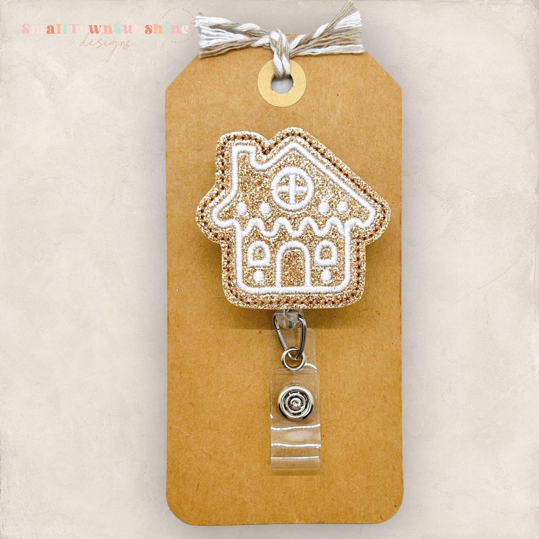 Gingerbread House Cookie Retractable Badge Reel: Christmas ID Holder ...