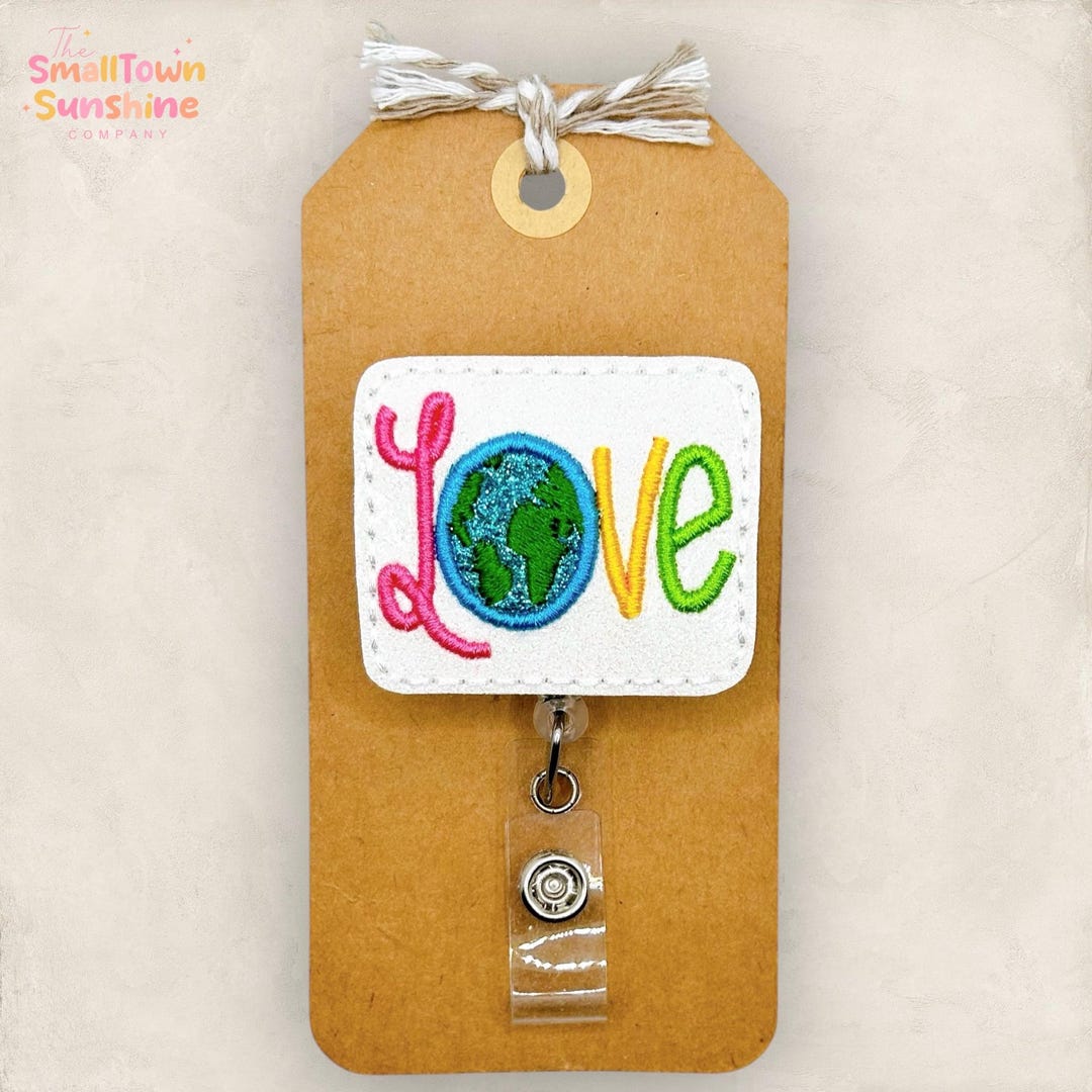 Earth Robe Tag Earth Love Retractable Badge Reel: Earth Day ID Holder, Name Tag ...