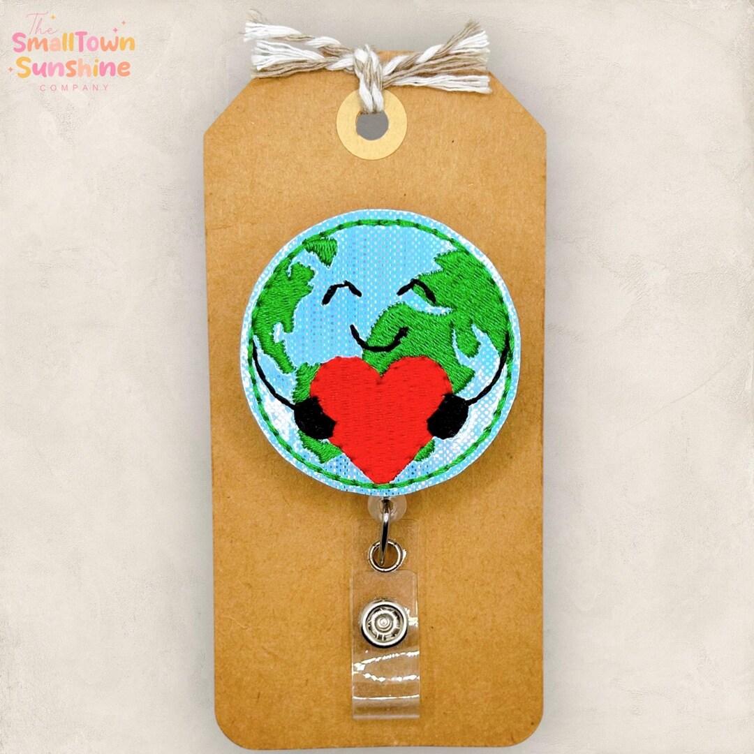 Earth Robe Tag Planet Earth Love Retractable Badge Reel: Earth Day ID Holder, Name Tag ...
