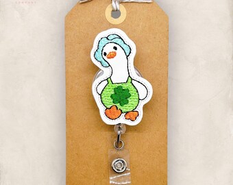 Lucky Goose Badge Reel, Shamrock Goose Badge Reel, Nurse Badge Clip, Teacher Lanyard, Coworker Gift, St Patty Name Tag, Retractable ID Badge