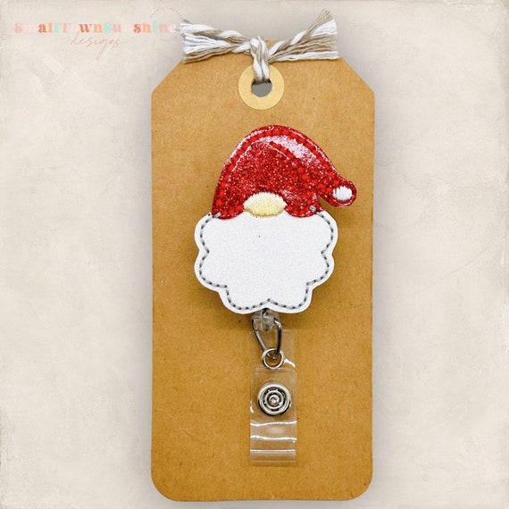 Santa Gnome Badge Reel, Christmas Badge Reel, Nurse Badge Holder