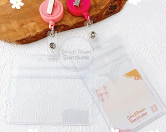 Vinyl Badge Holder with Zipper Top, Clear Protective Sleeve for Work ID, Horizontal & Vertical Resealable Pouch