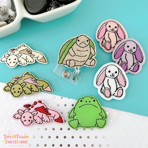Animal Plushie Retractable Badge Reel Collection: ID Holder, Swappable Topper, Coworker Gift, Name Tag, Lanyard, MRI Safe, Heavy-Duty Option