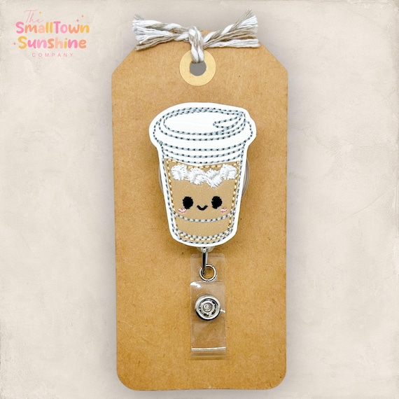 Iced Coffee Badge Reel, Cold Brew Coffee Badge Reel, Nurse Badge Reel, Teacher Lanyard, Retractable ID Badge Holder, Coffee Lover Badge Reel