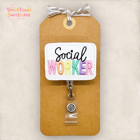 Social Worker Badge Reel, Social Worker ID Badge Holder, Retractable ID Badge Holder, Name Badge, Social Worker Lanyard, Social Worker Gift