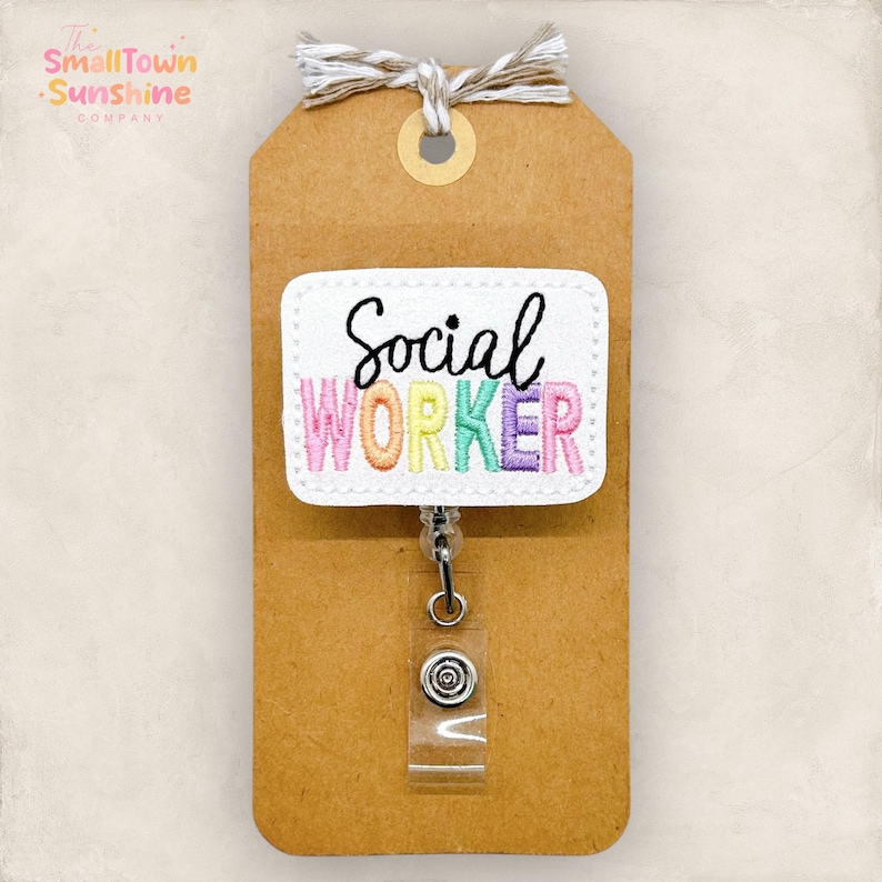 Social Worker Badge Reel, Social Worker ID Badge Holder, Retractable ID Badge Holder, Name Badge, Social Worker Lanyard, Social Worker Gift Bild 1